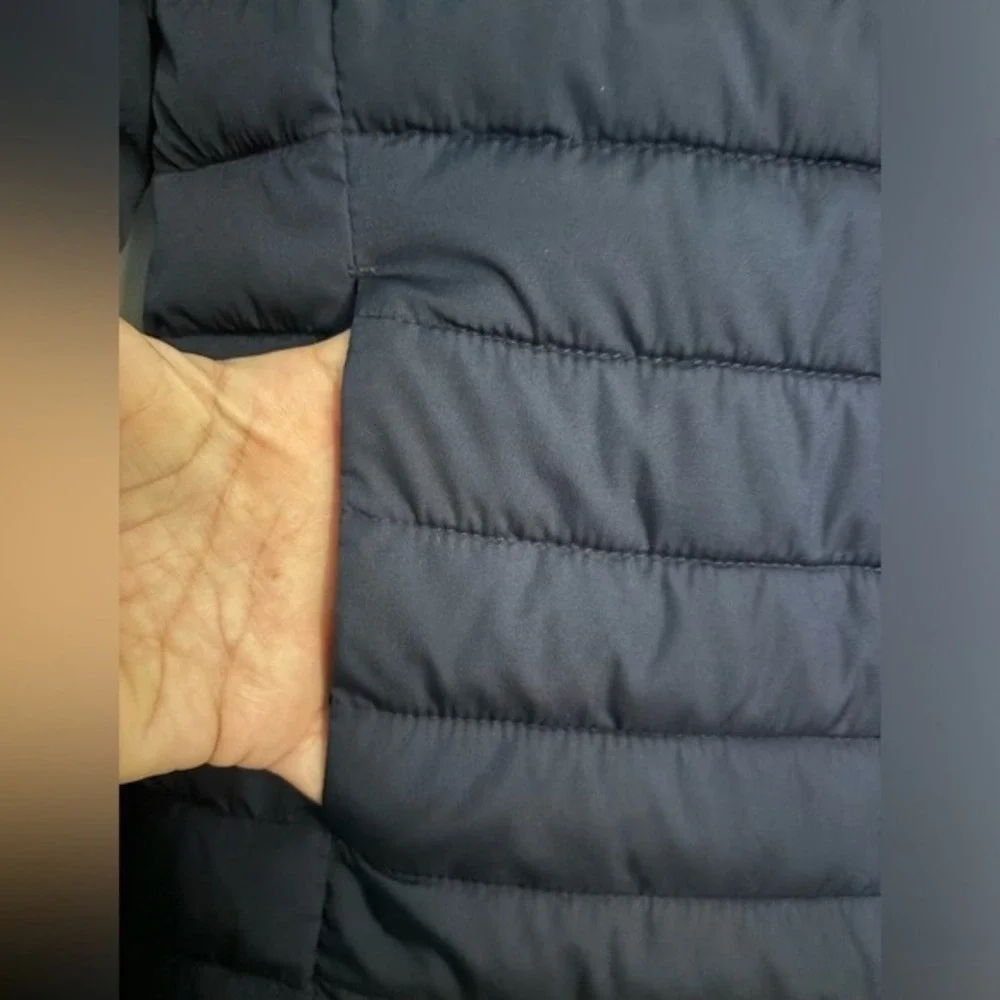 Gap Kids‎ Girls XL Navy Lightweight Puffer Pink Zipper Trim Pockets Hooded